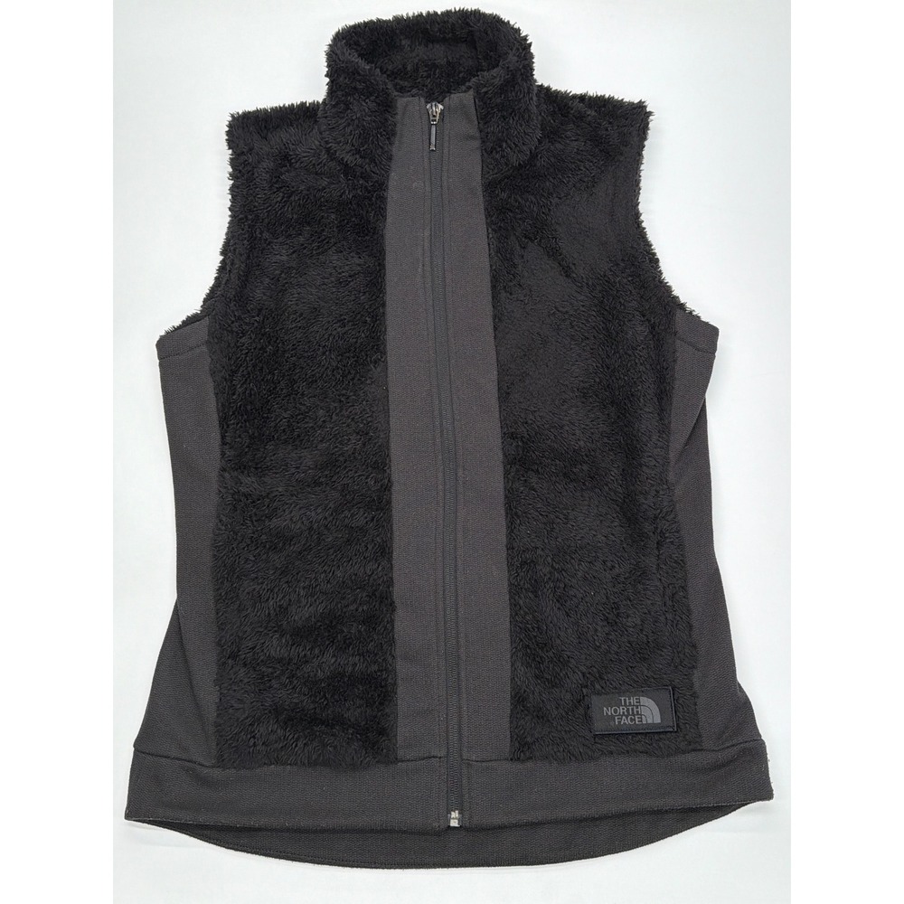 The North Face Osito Fleece Vest Womens Small Black Full Zip High Pile Faux Fur
